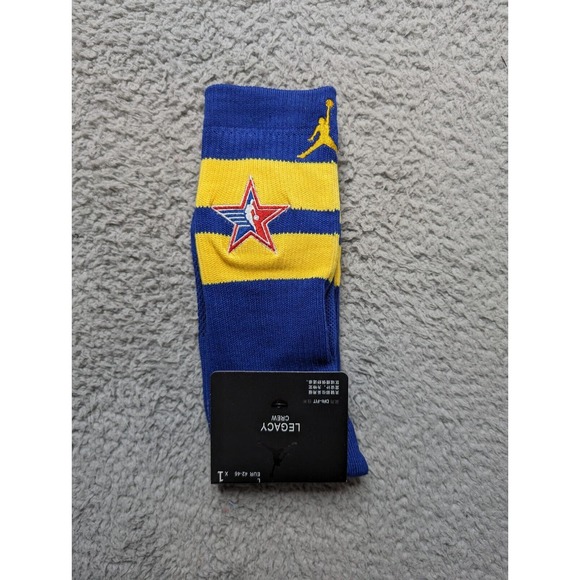 Air Jordan Legacy Dri-Fit Crew Socks Mens Large 9-11 Blue NBA All-Star Stripe - Picture 1 of 4